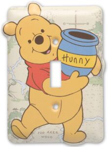 Winnie the Pooh light switch plate decor for nursery or kids bedroom, Disney themed wall accessory with classic Pooh design
