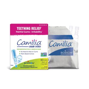 Boiron Camilia teething drops liquid remedy for soothing baby teething pain swollen gums and irritability