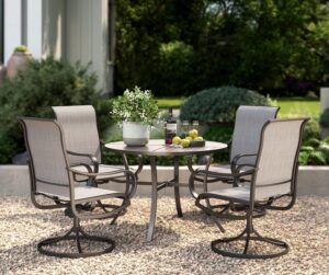 patio. dining set with swivel chairs
