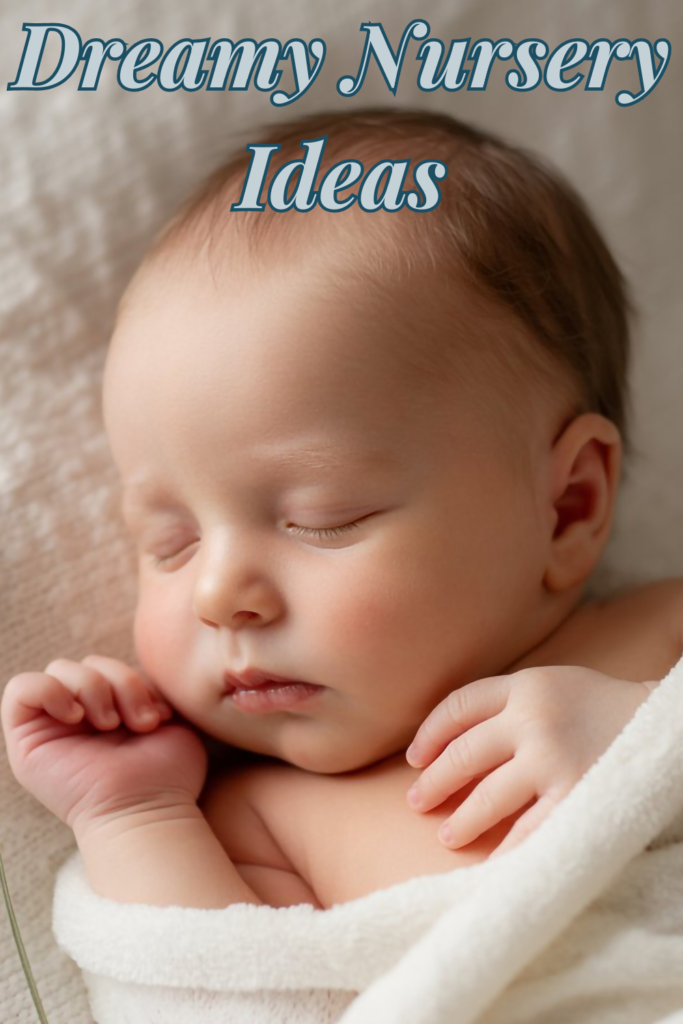 Adorable baby in a cozy nursery showcasing dreamy nursery ideas and chic nursery décor for new moms
