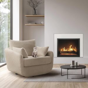 oversized boucle accent chair cozy living room seating with neutral aesthetic