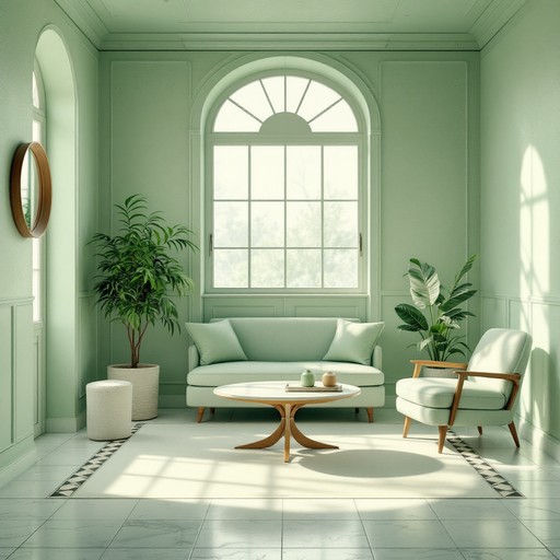 mid century modern living room setup with loveseat and accent chair