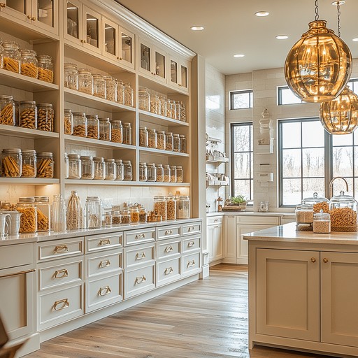 Organized kitchen with clean countertops, drawer dividers, and functional storage solutions
