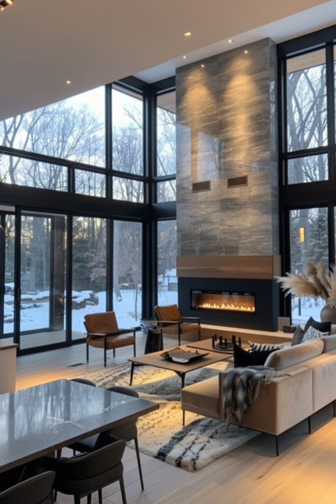 Home Organization Ideas. Chic modern living room with neutral decor, cozy textures, and a clean, organized layout