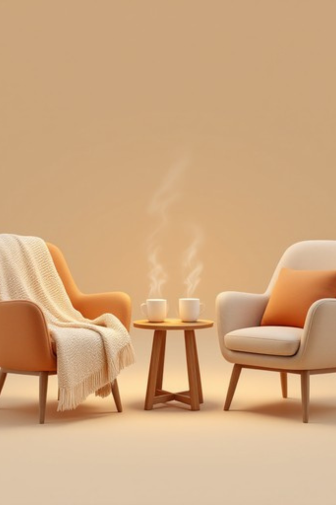 Two plush accent chairs with a coffee table creating a cozy seating area