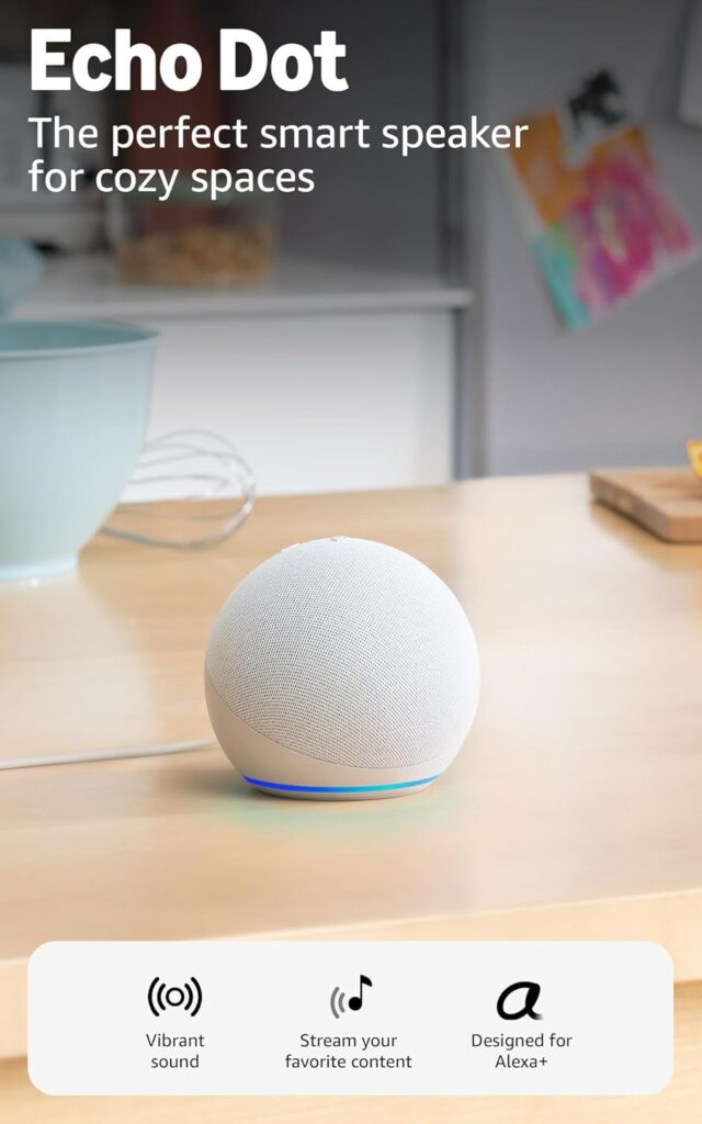 Amazon Echo Dot smart speaker in modern home interior
